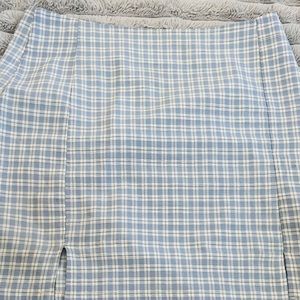 Blue and white gingham mini skirt